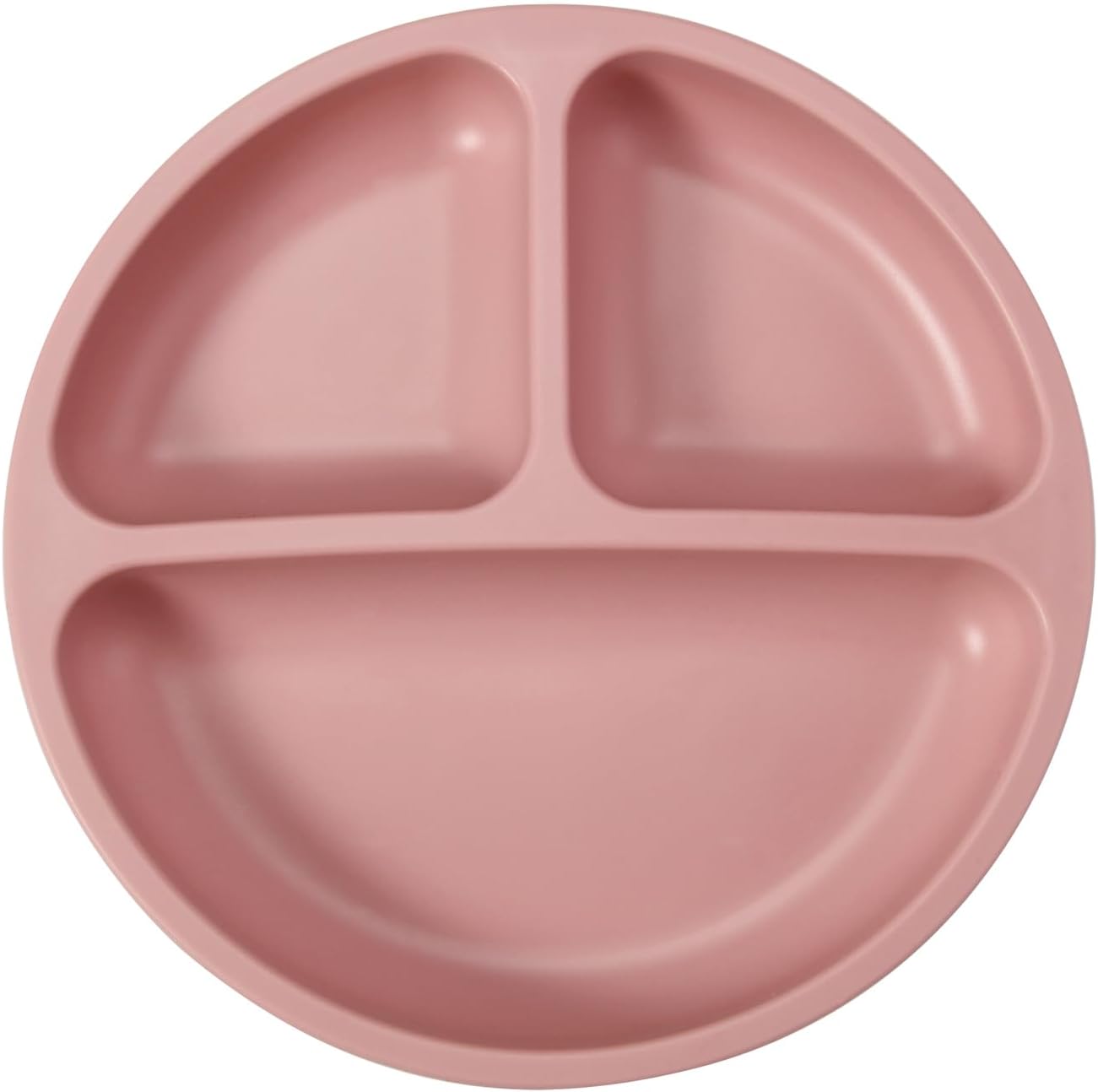 PandaEar 3 Pack Toddler Plates, Silicone Divided Suction Plate (Pink/Linen)