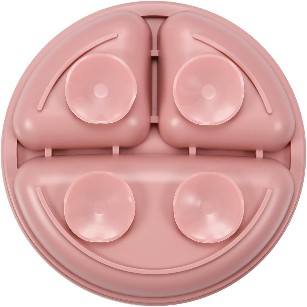 PandaEar 3 Pack Toddler Plates, Silicone Divided Suction Plate (Pink/Linen)