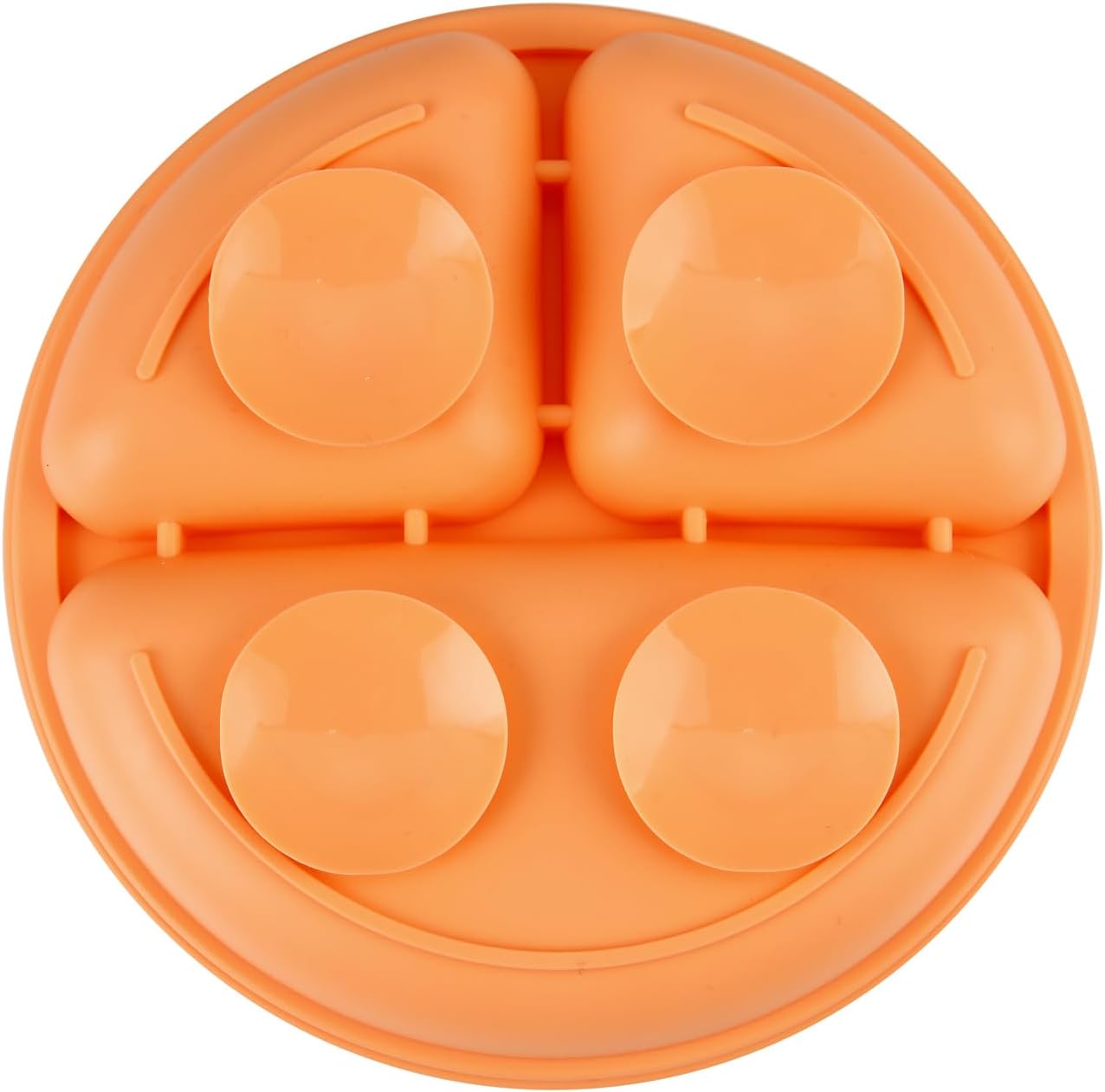 PandaEar 3 Pack Toddler Plates, Silicone Divided Suction Plate (Orange)