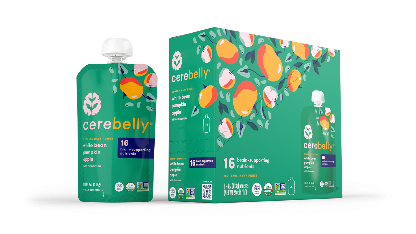 Cerebelly Organic Baby Food Pouches White Bean Pumpkin Apple (pack of 6)
