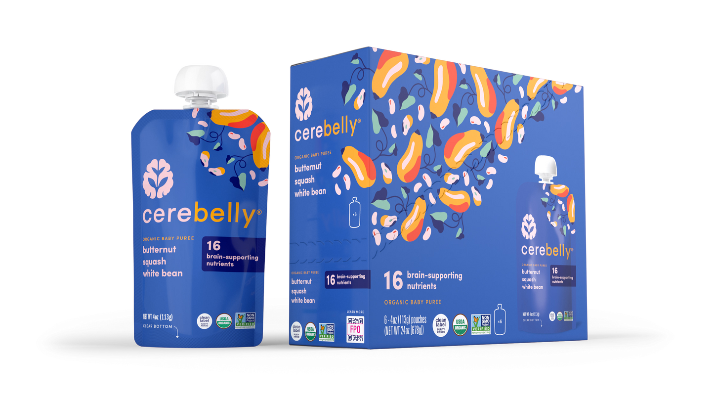 Cerebelly Organic Baby Food Pouches Butternut Squash White Bean (pack of 6)