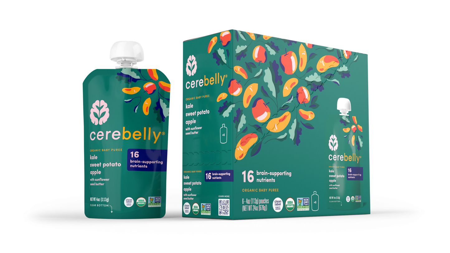 Cerebelly Organic Baby Food Pouches Kale Sweet Potato Apple (pack of 6)