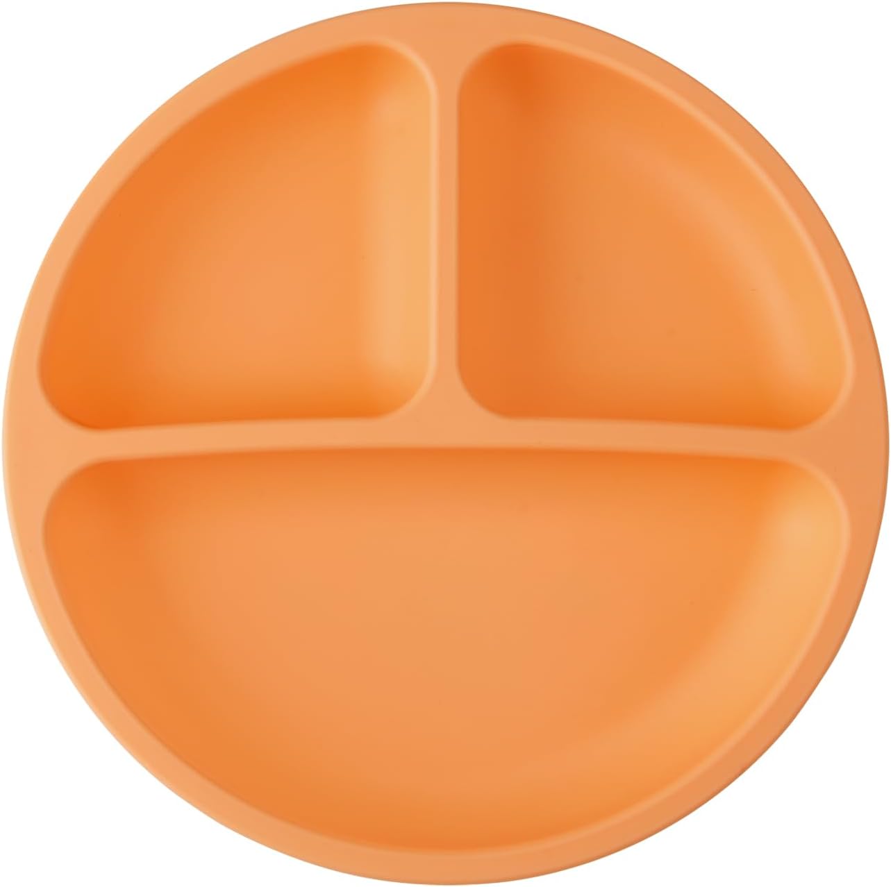 PandaEar 3 Pack Toddler Plates, Silicone Divided Suction Plate (Orange)