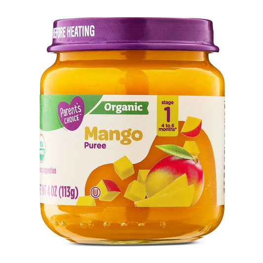 Parent's Choice Organic Stage 1 Baby Food, Mango, 6 pack of 4 oz jar